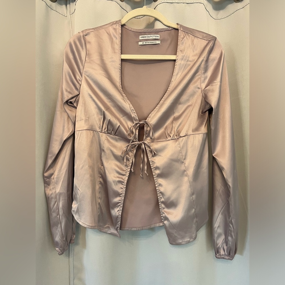 Urban Outfitters tie front long sleeve top